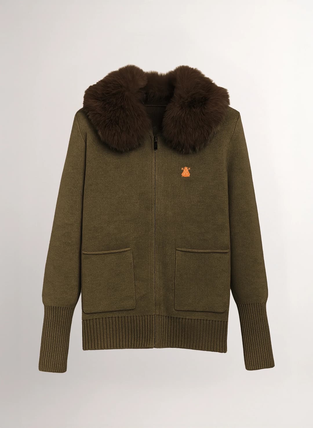 ELCAPOTE Kaki Fur Collar Jacket